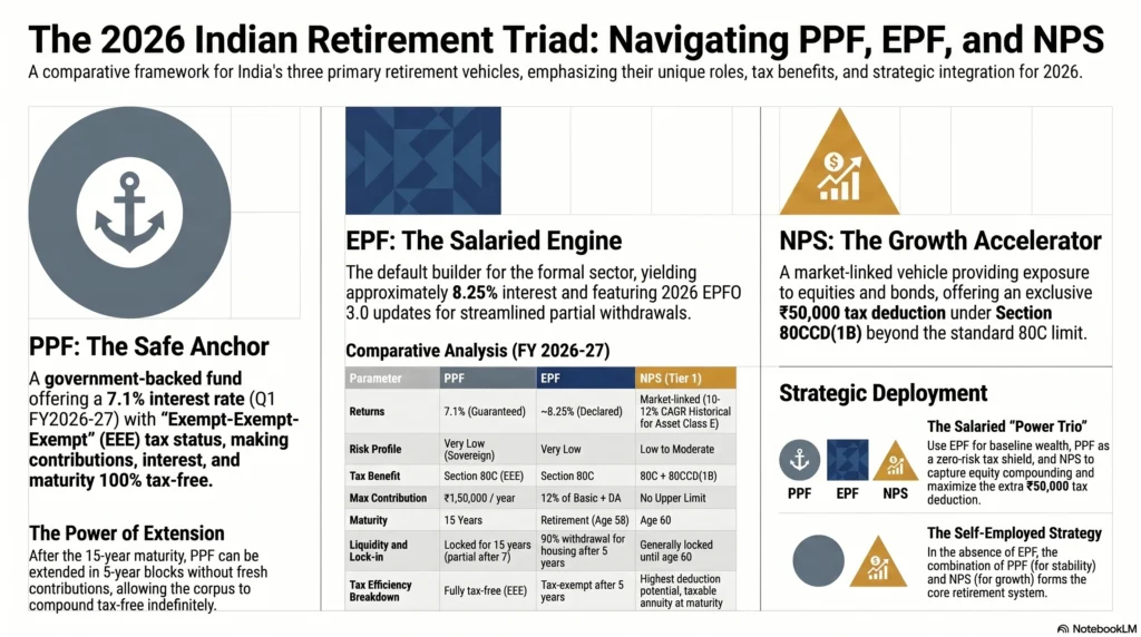PPF vs. EPF vs. NPS in 2026